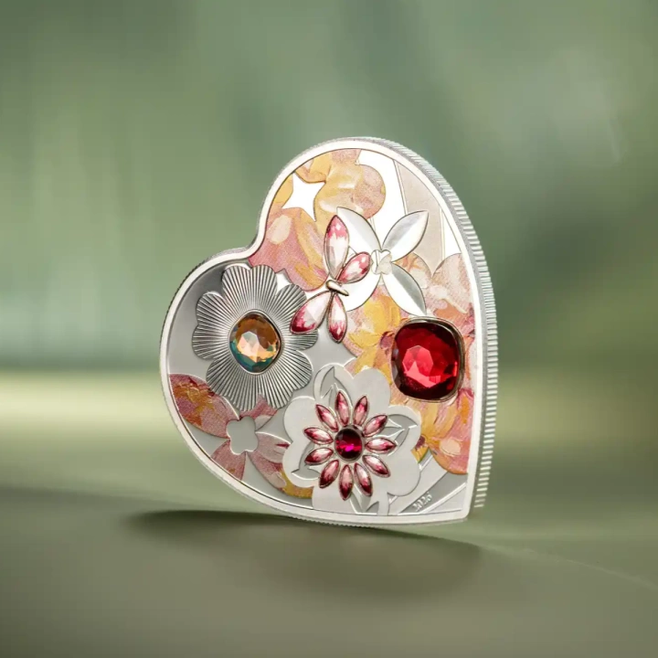 Cook Islands: Brilliant Love – Blossom kolorowany 20 gramów Srebra 2026 Crystal Proof