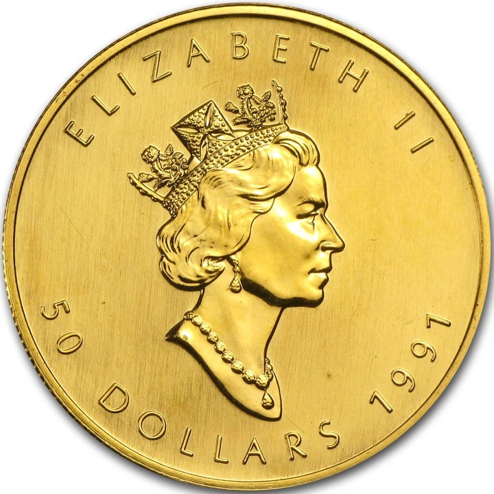 Kanadyjski Liść Klonowy 1 uncja Złota 1991