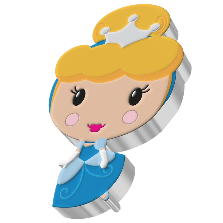 Niue: Disney - Cinderella Chibi Coin kolorowany 1 uncja Srebra 2021 Proof