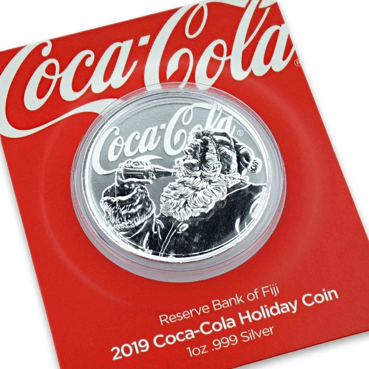 Fiji: Fiji Coca-Cola Santa 1 uncja Srebra 2019 Holiday Coin Slab