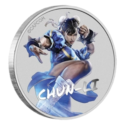 Tuvalu: Street Fighter - Chun Li kolorowana 1 uncja Srebra 2022