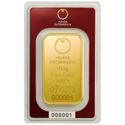 Austrian Mint Sztabka 100 gramów Złota
