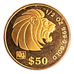 Singapurski Lew: Zestaw 5 monet 1,9 uncji Złota 1993