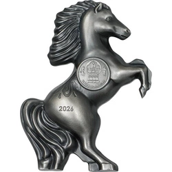Mongolia: Year of the Horse  1 uncja Srebra 2026 Antiqued Coin