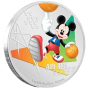 Niue: Disney Mickey Mouse - Aim High kolorowany 1 uncja Srebra 2020 Proof