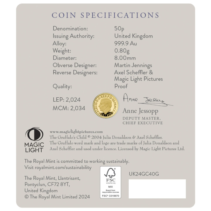 The Gruffalo's Child 1/40 uncji Złota 2024 Proof