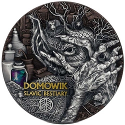 Cameroon: Slavic Bestiary - Domowik kolorowany, pozłacany 3 uncje Srebra 2022 High Relief Antiqued Coin
