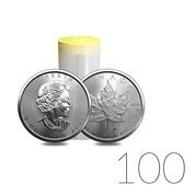 Kanadyjski Liść Klonowy 1 uncja Srebra 2021 PAKIET 100 SZTUK