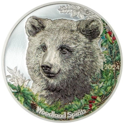  Mongolia: Woodland Spirits - Bear kolorowany 1 uncja Srebra 2024 Proof 