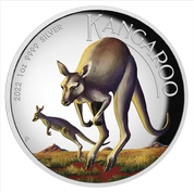 Australijski Kangur kolorowany 1 uncja Srebra 2022 Proof High Relief