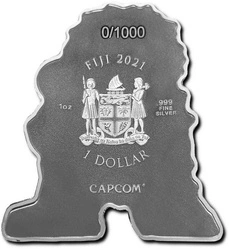 Street Fighter: Mini Fighter Ryu kolorowany 1 uncja Srebra 2021 Proof