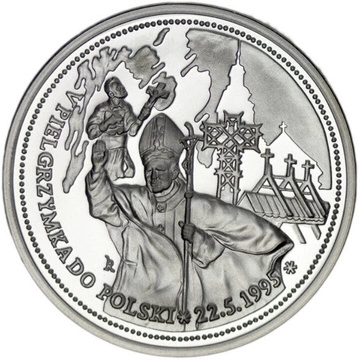 Medal Jan Paweł II - V Pielgrzymka do Polski 22.5.1995 Srebro Proof + certyfikat