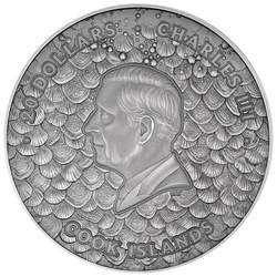 Cook Islands: Underwater Fantasy - Sea Monster kolorowany 3 uncje Srebra 2025 Antiqued Coin