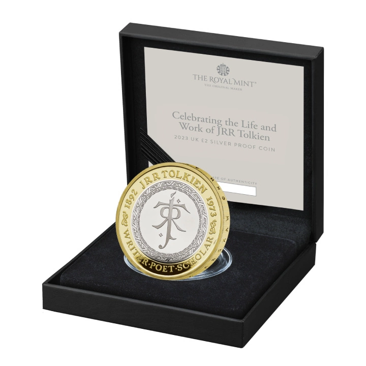 Celebrating the Life and Work of JRR Tolkien £2 pozłacany Srebro 2023 Proof
