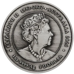 Chinese Myths and Legends: Dragon & Koi (wersja z monetą w karcie) 1 uncja Srebra 2023 Antiqued Coin