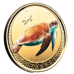 Montserrat Blue Sea Turtle kolorowany 1 uncja Złota 2022 Proof