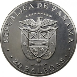 Panama: Simon Bolivar Srebro 20 Balboas 1972-1976