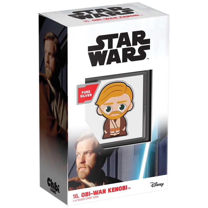 Niue: Star Wars - Young Obi-Wan Kenobi Chibi Coin kolorowany 1 uncja Srebra 2022 Proof