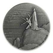 Niue: Biblical - Temptation of Jesus 2 uncje Srebra 2018 Proof Antiqued Coin