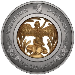 Canada: Allegory of Peace pozłacany $50 Srebro 2023 Antiqued Coin