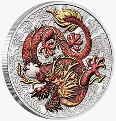 Chinese Myths and Legends: Dragon kolorowany (wersja z monetą w karcie) 1 uncja Srebra 2021