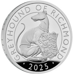 The Royal Tudor Beasts: The Greyhound of Richmond 1 uncja Srebra 2025 Proof