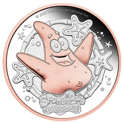 Tuvalu: Spongebob Squarepants - Patrick Star pozłacany 2 uncje Srebra 2025 Proof