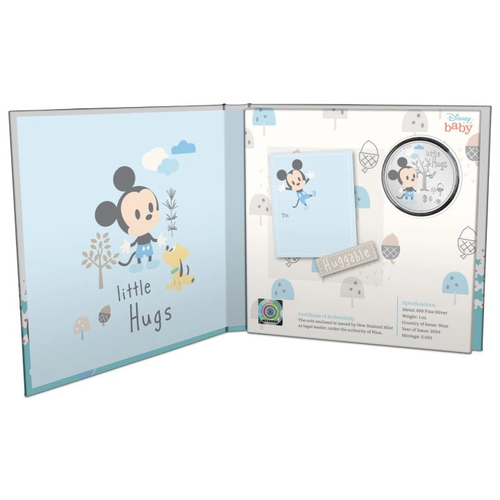 Niue: Disney Baby Little Hugs - Boy kolorowany 1 uncja Srebra 2024 Proof