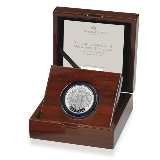 The Platinum Jubilee of Her Majesty The Queen £5 Platyna 2022 Proof Piedfort Coin