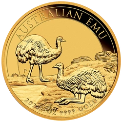 Australijski Emu 1 uncja Złota 2020 MS 70 NGC First Day of Issue