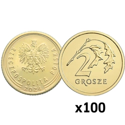 Narodowy Bank Polski: 2 grosze Worek Menniczy (100 sztuk) z 2024 UNC