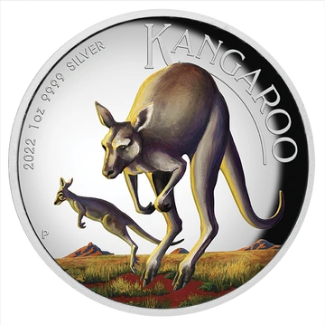 Australijski Kangur kolorowany 1 uncja Srebra 2022 Proof High Relief