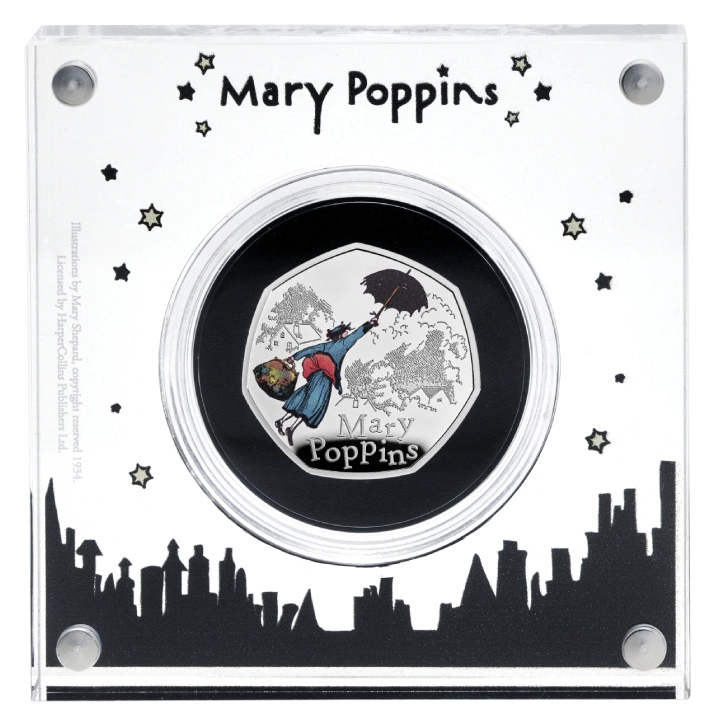 Mary Poppins kolorowana 50p Srebro 2025 Proof