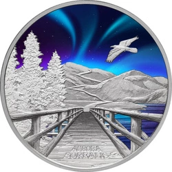 Tuvalu: Aurora Borealis kolorowany 1 uncja Srebra 2023 Proof