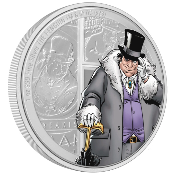 Niue: DC Villains - The Penguin kolorowany 1 uncja Srebra 2023 Proof