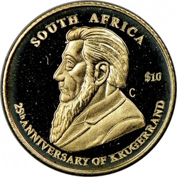 Liberia: 25th Anniversary of Krugerrand $10 Złoto 2005 Proof
