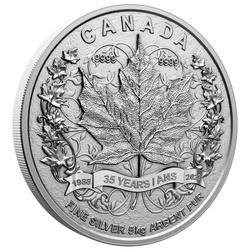 Kanadyjski Liść Klonowy - 35. rocznica 5000 gramów Srebra 2023 Matte Proof