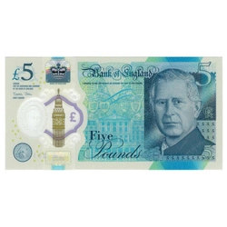 Banknot 5 Funtów Brytyjskich - Król KaroI III (5 pound / 5 GBP) UNC