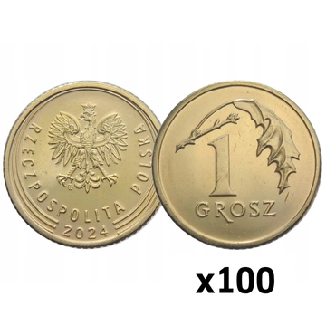 Narodowy Bank Polski: 1 grosz Worek Menniczy (100 sztuk) z 2024 UNC