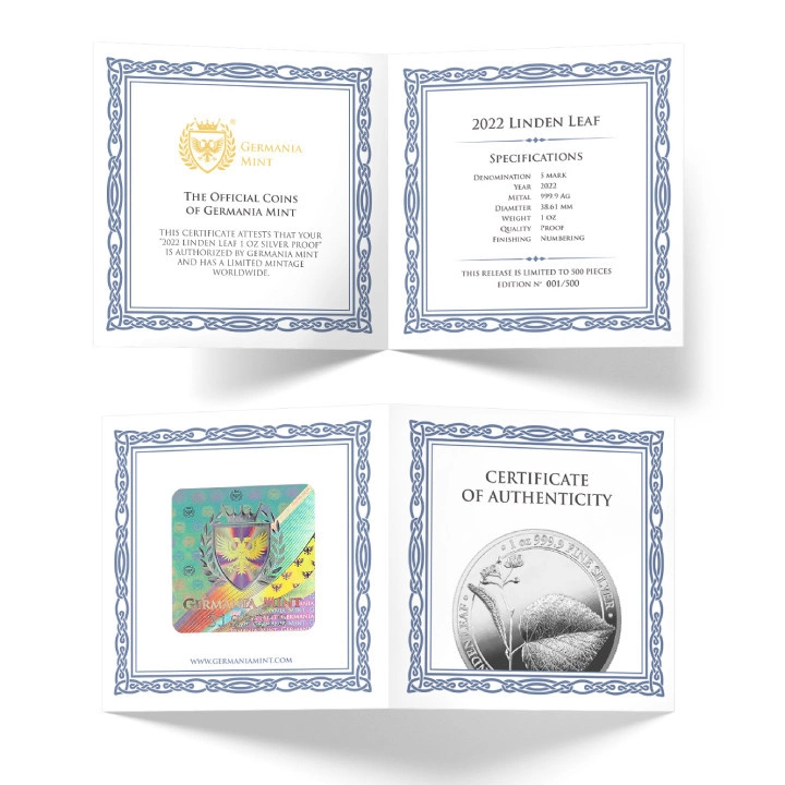 Linden Leaf 1 uncja Srebra 2022 Proof