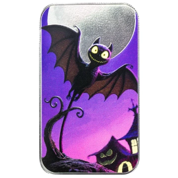 Sztabka Scottsdale Mint - Spooky Bat kolorowana 1 uncja Srebra 2025
