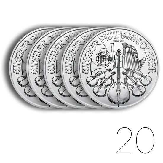 Wiedeński Filharmonik 1 uncja Srebra 2021 PAKIET 20 SZTUK