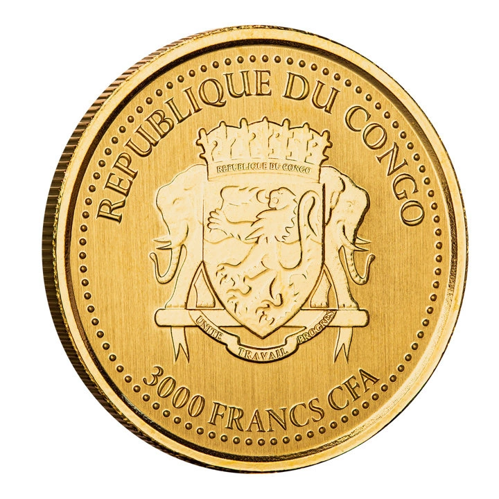 Congo: Goryl srebrnogrzbiety 1 uncja Złota 2022 Proof