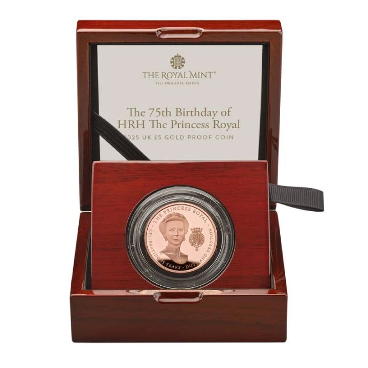 The 75th Birthday of HRH The Princess Royal £5 Złoto 2025 Proof