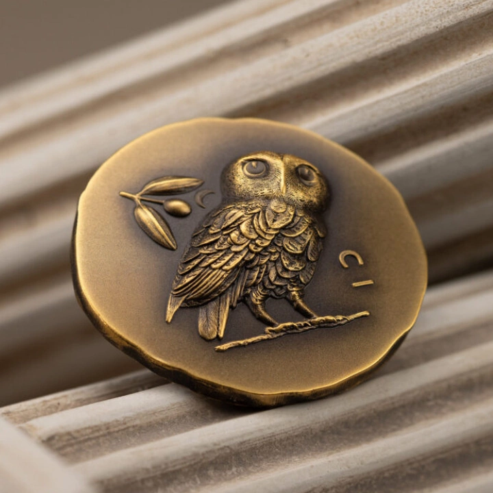 Cook Islands: Athena’s Owl Gold 1 uncja Złota 2023 Ultra High Relief Antiqued Coin