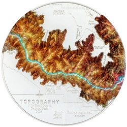 Cook Islands: Topography - Grand Canyon kolorowany 5 uncji Srebra 2023 Proof Ultra High Relief 