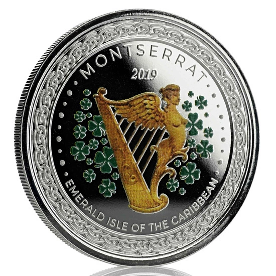 Montserrat: Emerald Isle of the Caribbean kolorowany 1 uncja Srebra 2019 Proof
