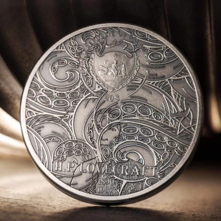 Palau: H.P. Lovecraft - Azathoth kolorowany 3 uncje Srebra 2023 Ultra High Relief Antiqued Coin