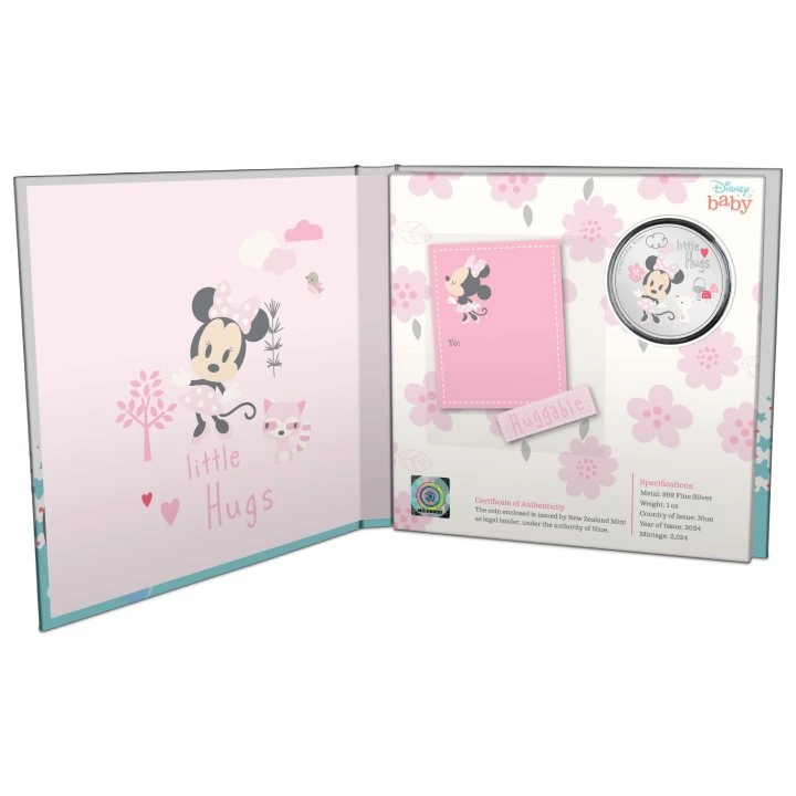Niue: Disney Baby Little Hugs - Girl kolorowana 1 uncja Srebra 2024 Proof