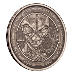 Ghana: Alien 1 uncja Srebra 2022 Antiqued Coin